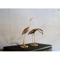 Dansande tranor i mässing / Vintage figuriner
